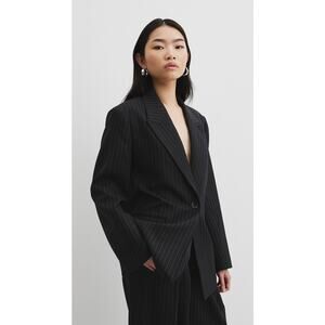 Country Road 100%Wool Black White Pinstripe 3 Button Single Breasted Blazer Sz 6